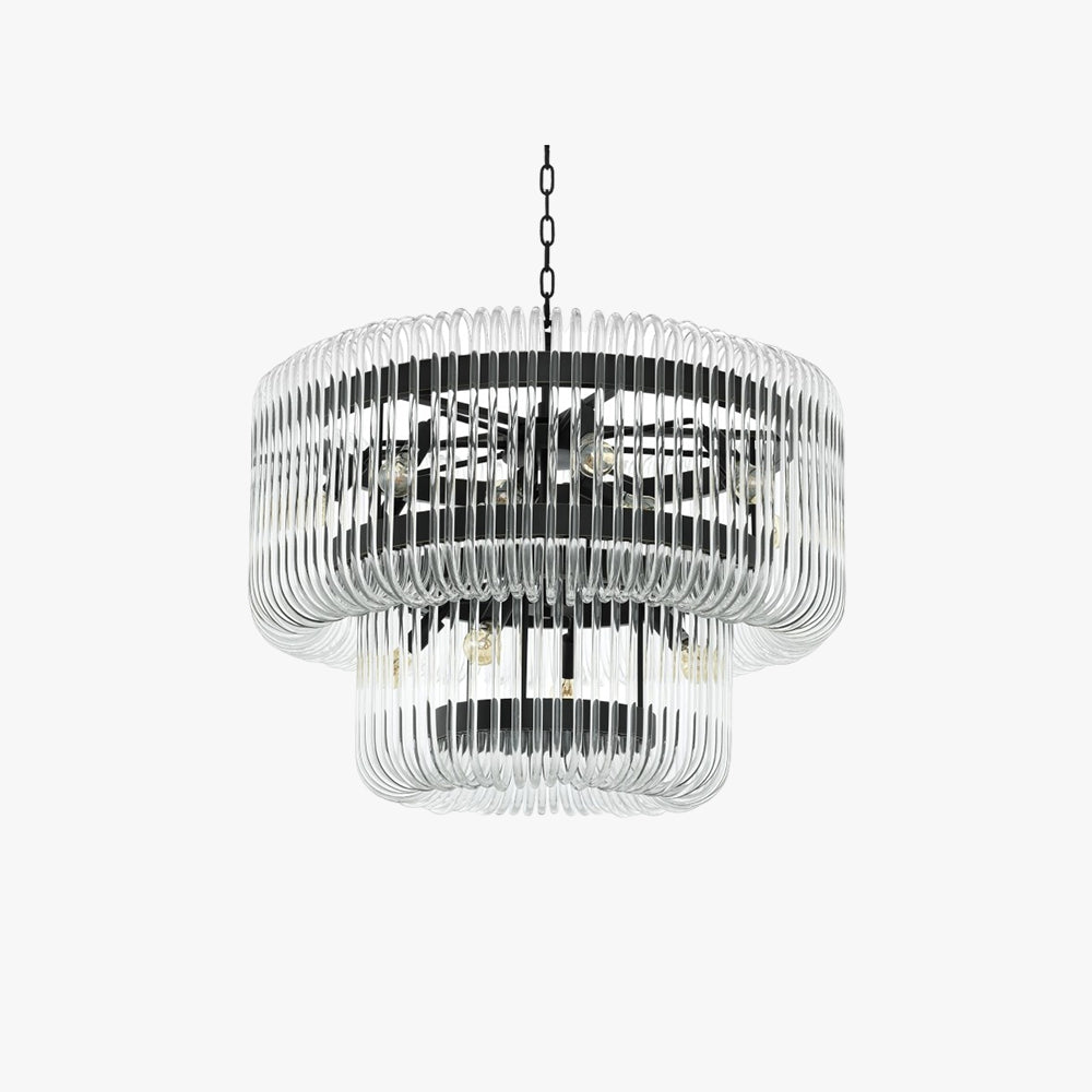 Elegant Black And Gold Glass LED Chandelier For Living Room