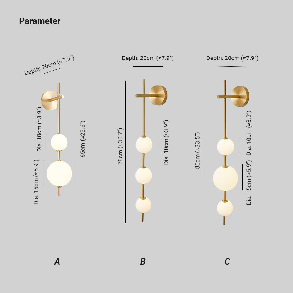 Elegant Vertical Glass Globe Wall Lamp