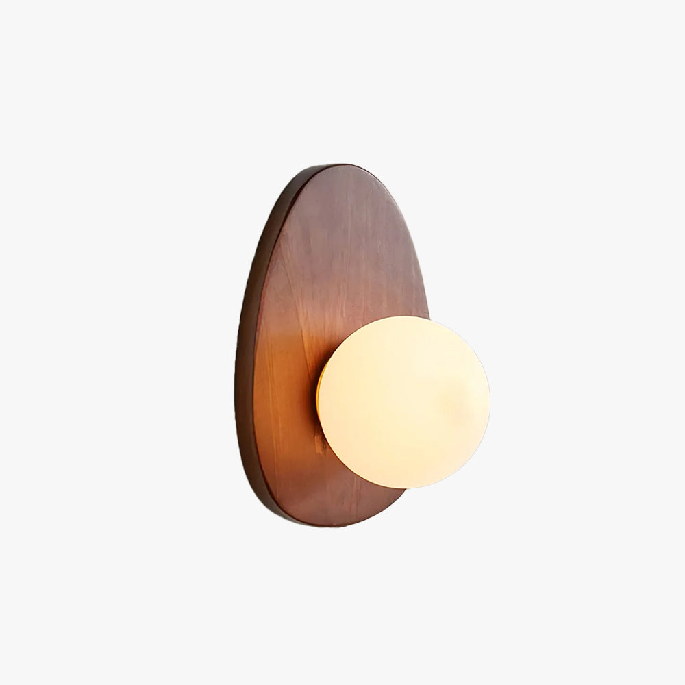 Pebble Glow Wall Lamp With Walnut Base And Globe Shade