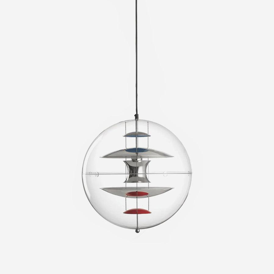 Pendant Lamp With Floating Geometric Layers And Clear Globe