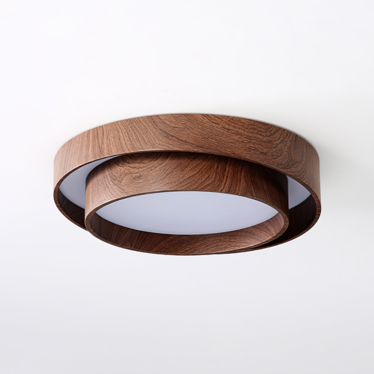 Double Ring Walnut Geometric Ceiling Light