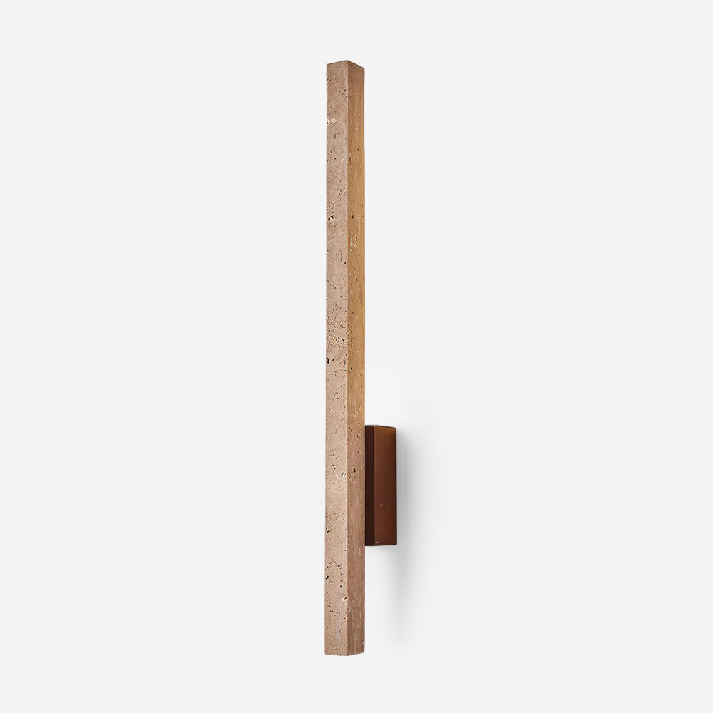 Slim Travertine Wall Lamp With Walnut Wood Finish