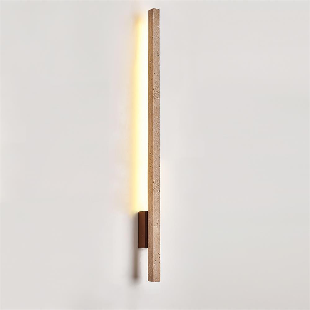 Slim Travertine Wall Lamp With Walnut Wood Finish