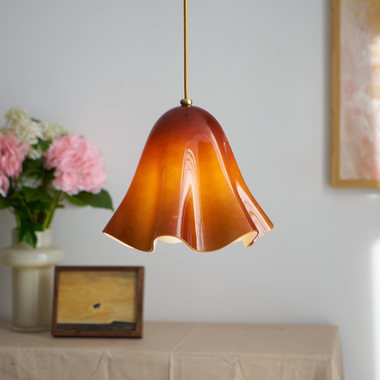 Elegant Brass Glass Pendant Light With Ambient Glow