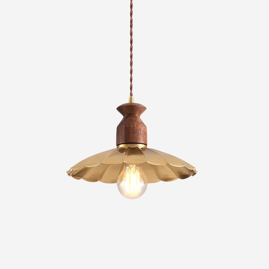 Walnut Wood Brass Pendant Lamp For Warm Ambience