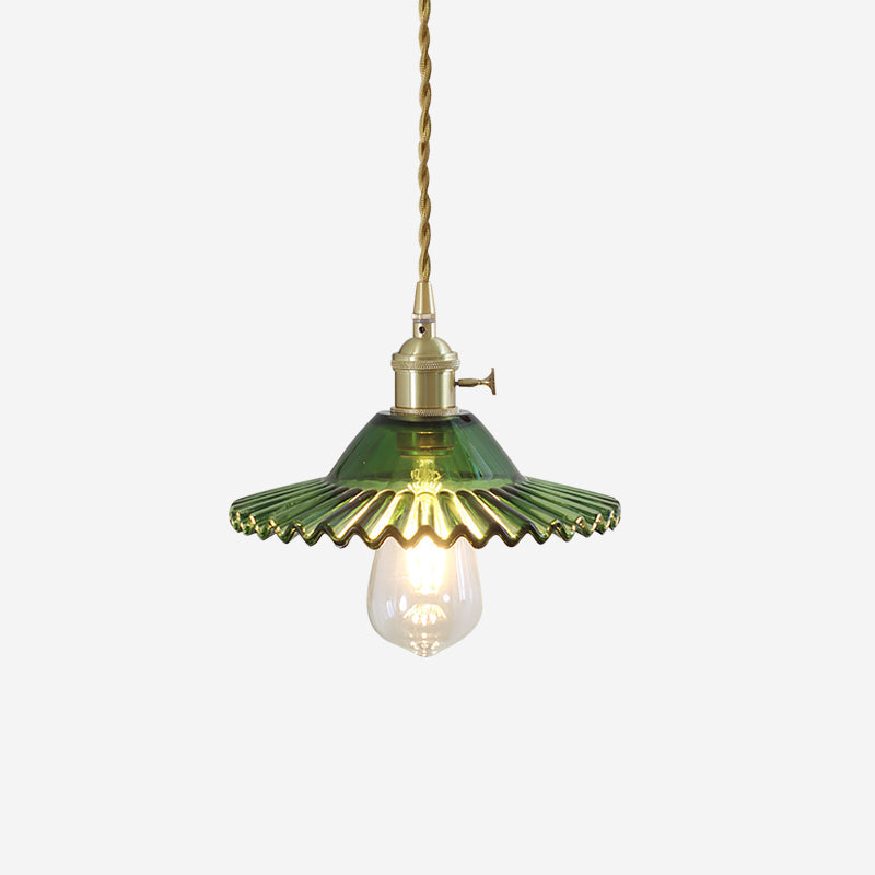 Pendant Lamp With Ruffled Glass Shade For Soft Ambient Glow