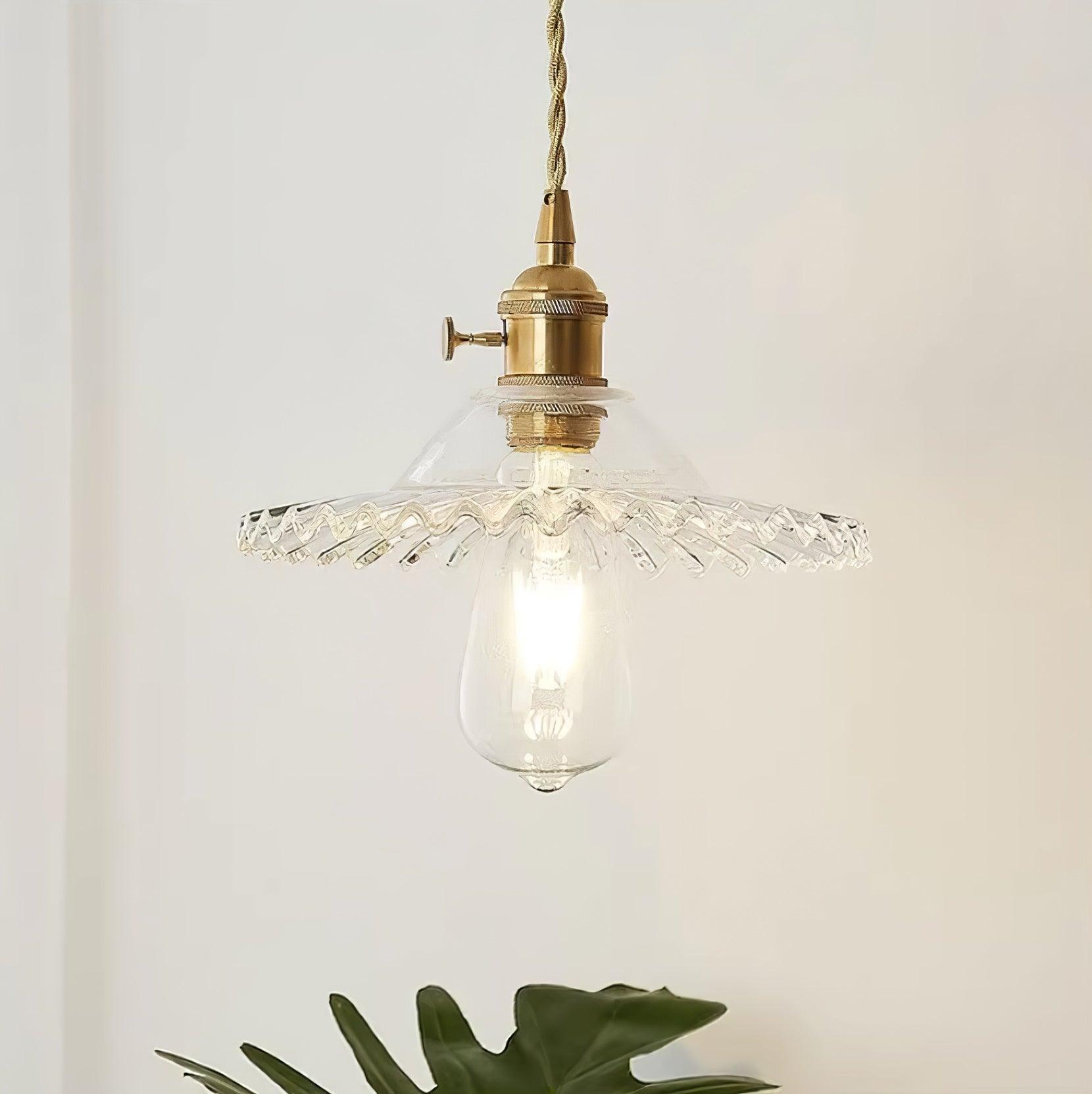 Pendant Lamp With Ruffled Glass Shade For Soft Ambient Glow