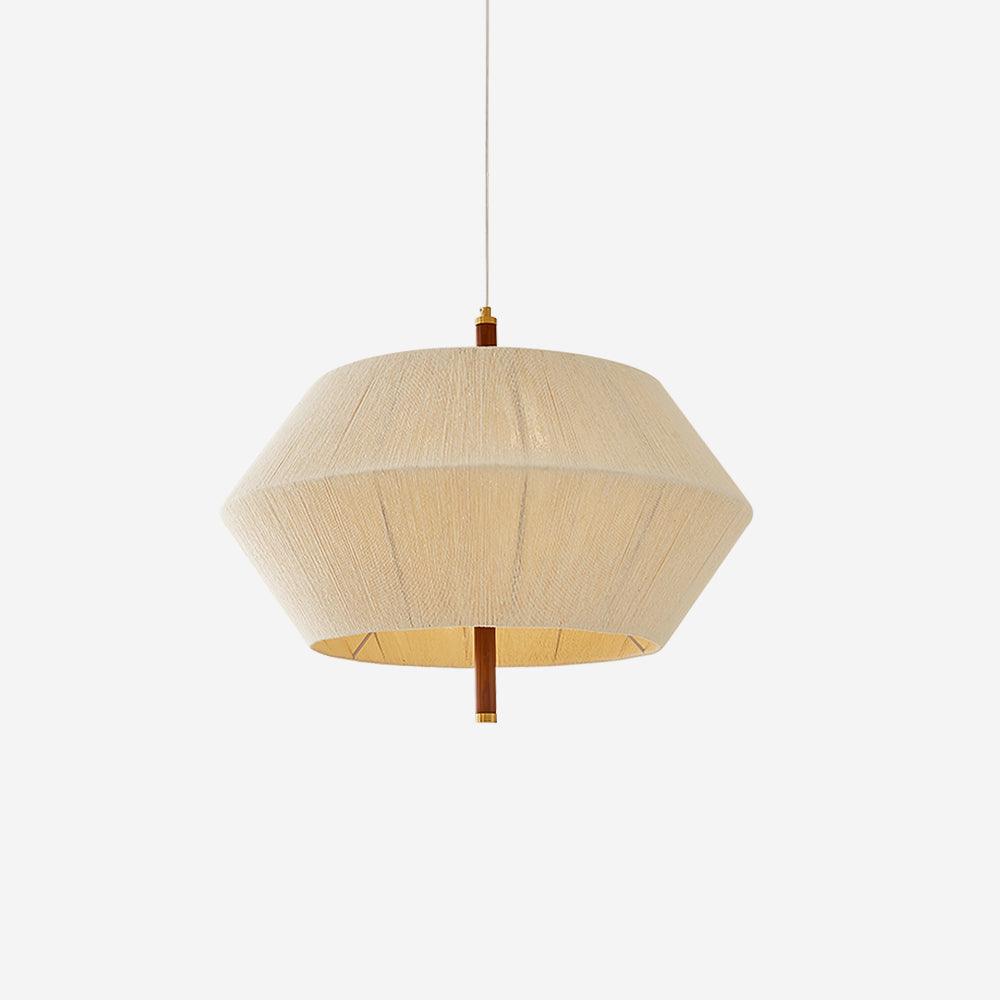 Walnut Wood Pendant Light With Cotton Thread Shade
