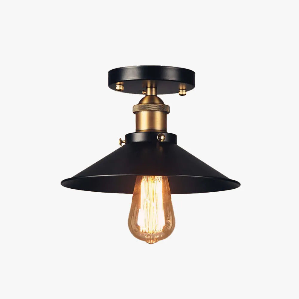 Black Industrial Cone Ceiling Light In Iron Finish
