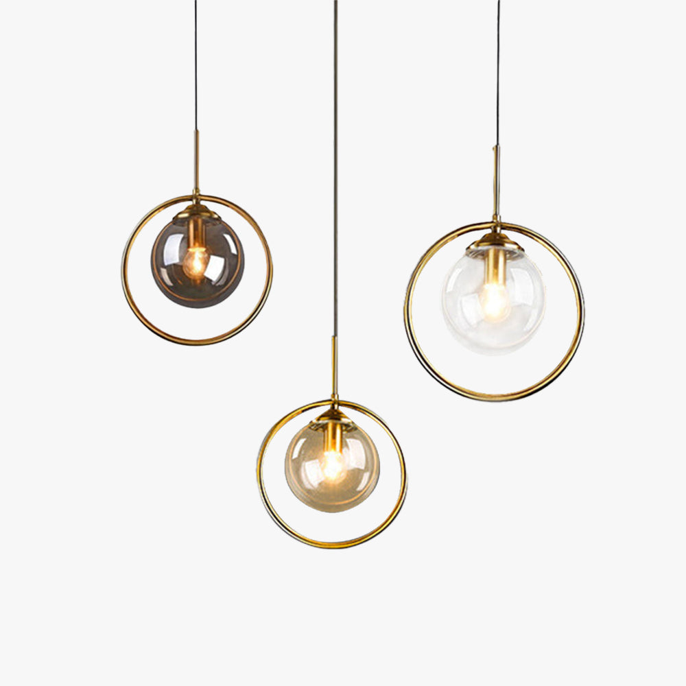 Suspension Verre Élégante Avec Anneau Métallique Pour Ambiance Douce