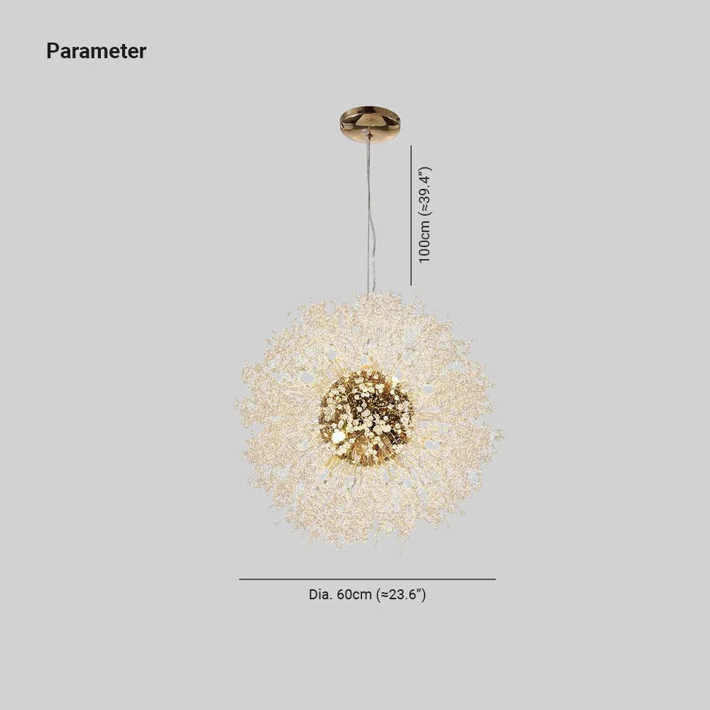 Elegant Dandelion Pendant Light In Gold Chrome