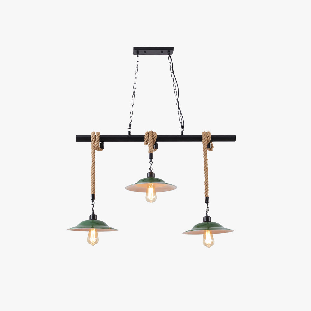Suspension Led Vintage Verte En Métal Pour Cuisine Moderne