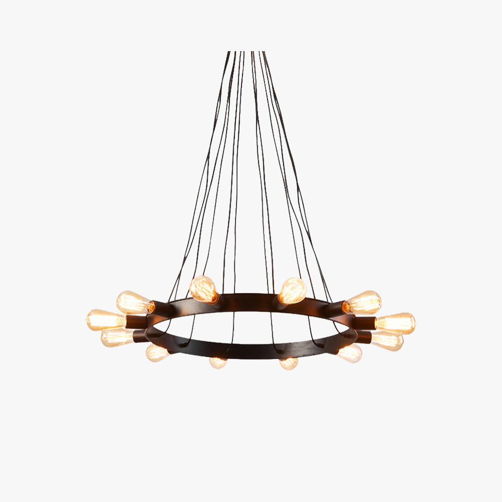 Vintage LED Chandelier In Rustic Bronze Metal For Living Room Or Bar