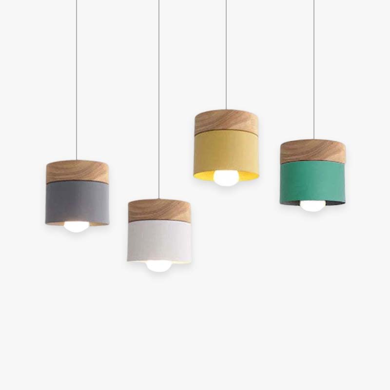 Warm Glow Can Shape Pendant Light In Metal And Wood