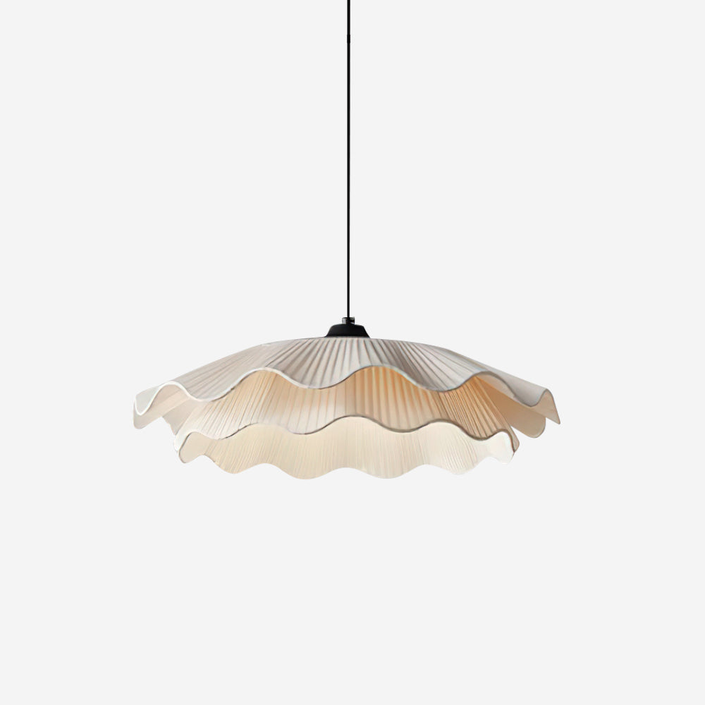 Wavy Pleated Pendant Light With Warm White Glow