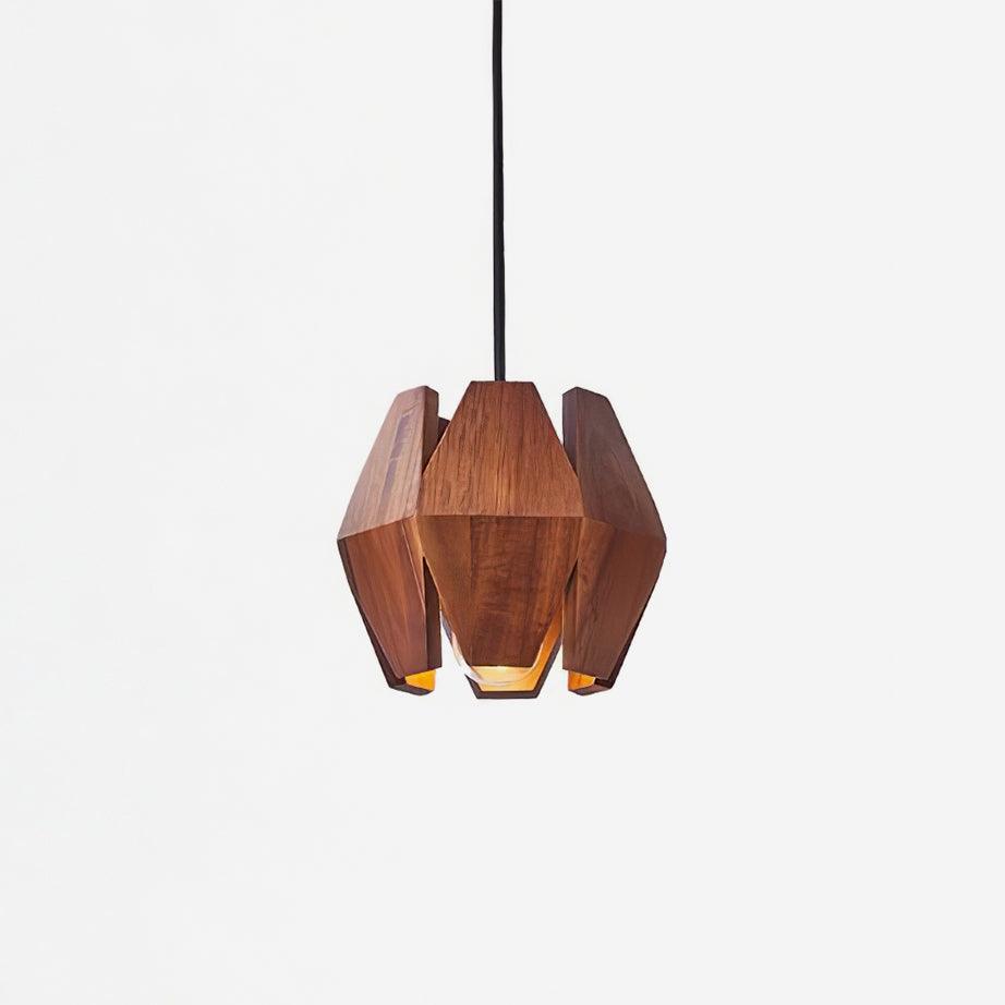 Suspension Géométrique En Bois, Éclairage Chaleureux Et Nordique