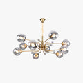 Nordic Modern Chandelier In Clear Glass And Grey Metal For Living Room