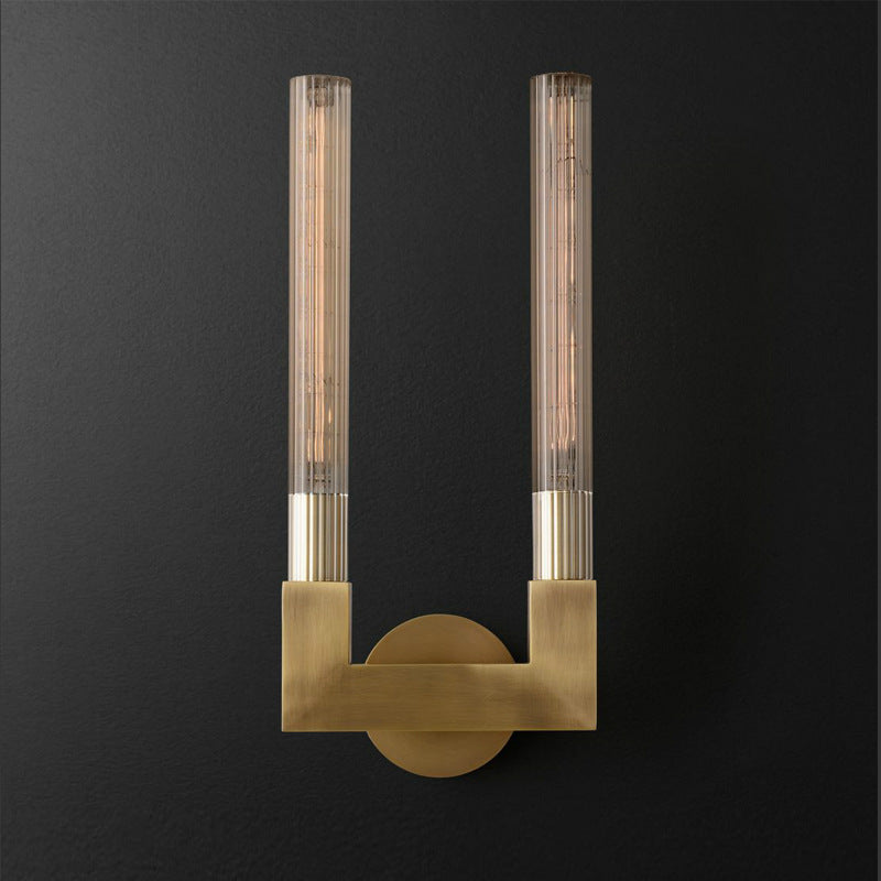 Mid Century Glass Brass Wall Lamp For Bedroom And Dining
