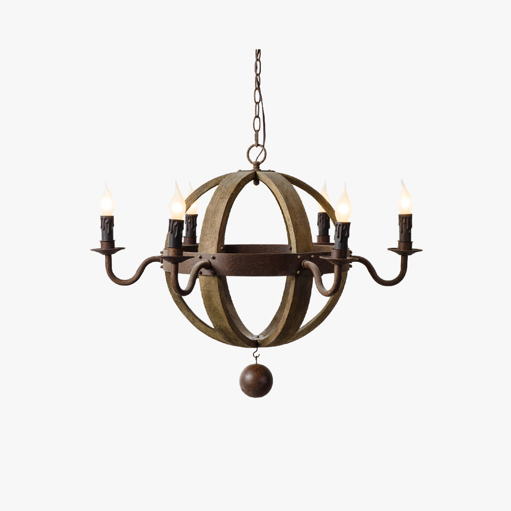 Rustic Wood And Metal Pendant Light With Warm Ambience