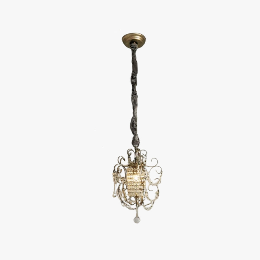 Contemporary Crystal Metal Pendant Light For Bedroom