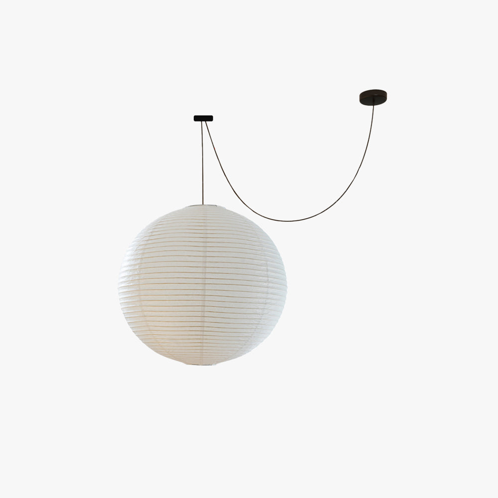 WabiSabi Paper Globe Pendant Light With Warm Glow
