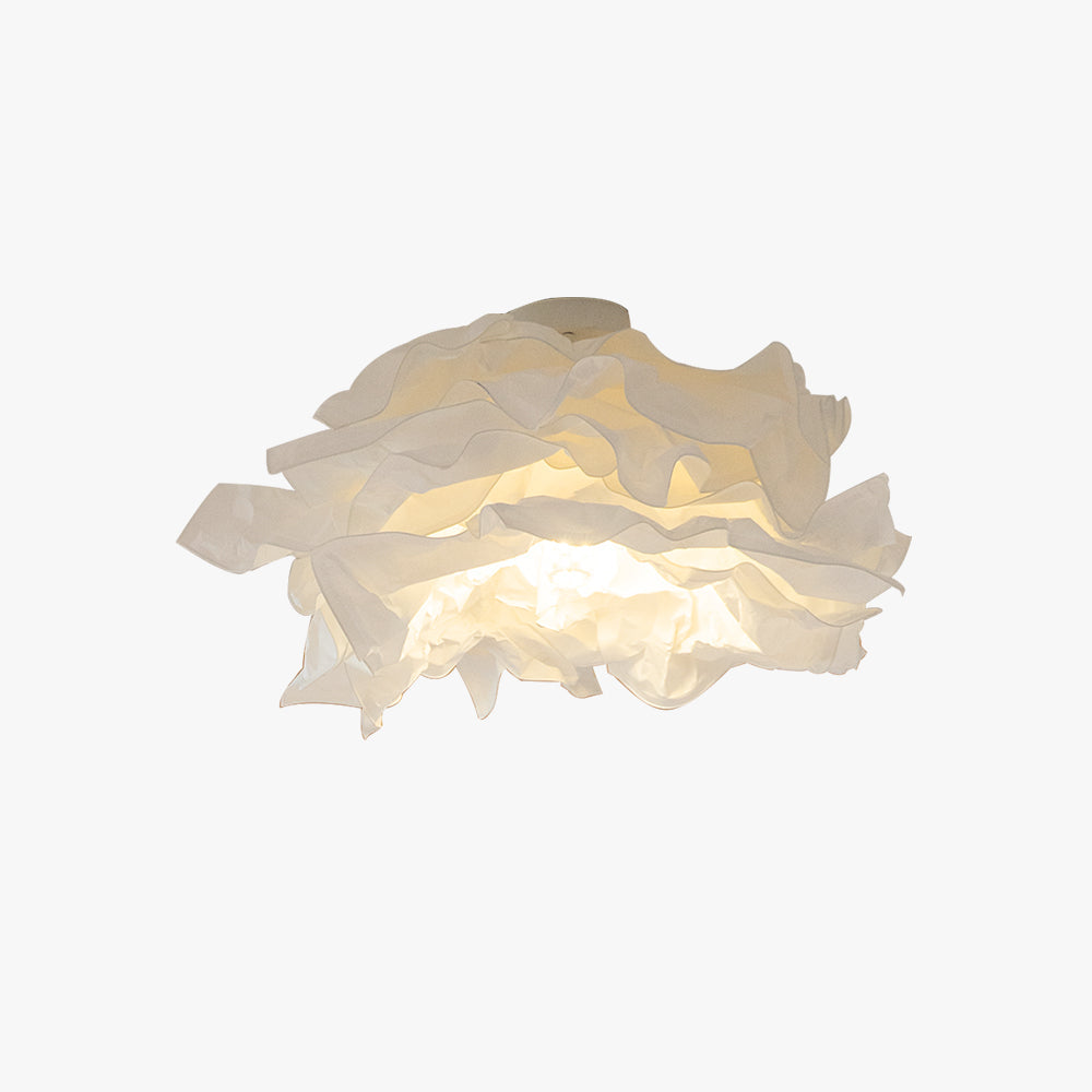 Floral Paper Flush Mount Ceiling Light For Study And Bedroom