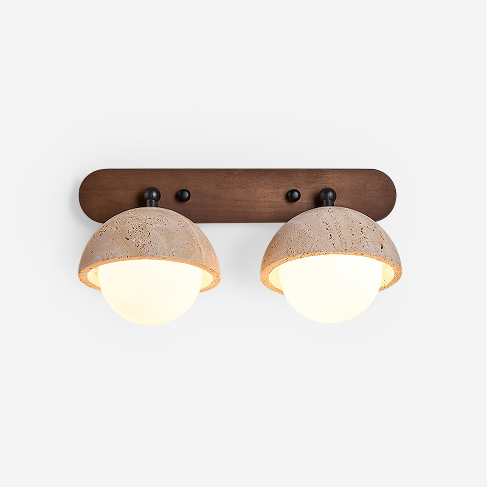 Travertine Wall Light With Glass And Wood G9 Socket Dimmer Compatible