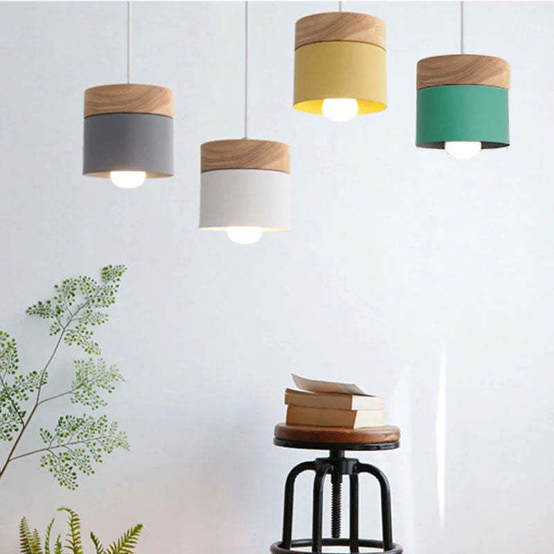 Warm Glow Can Shape Pendant Light In Metal And Wood