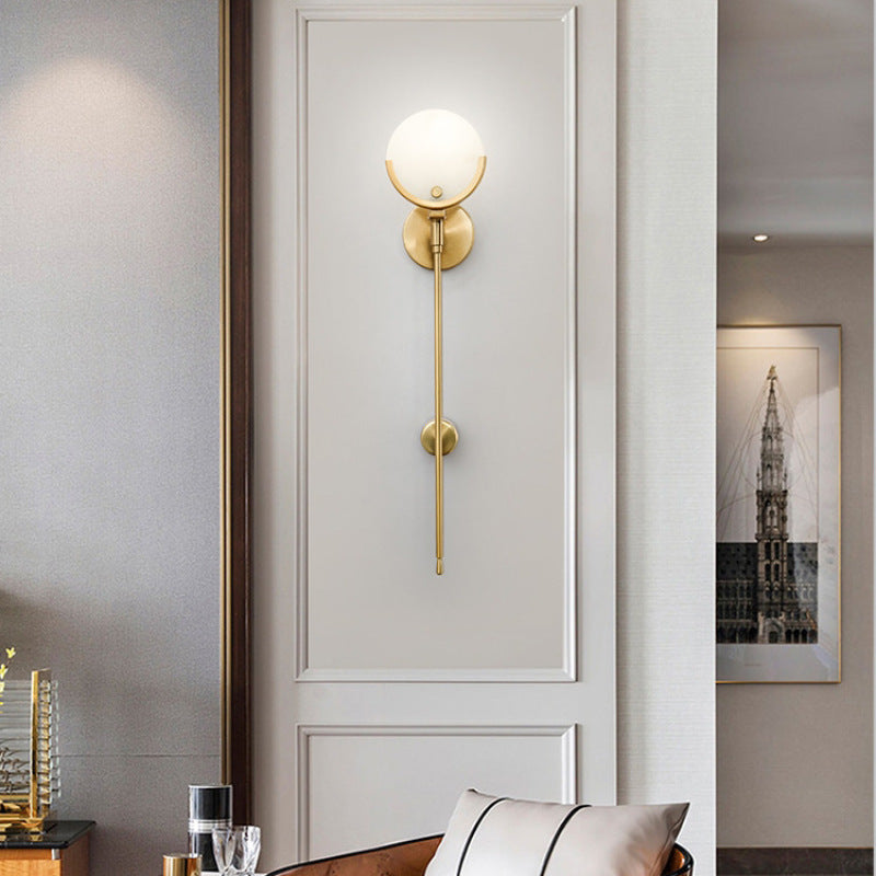Gold Ball LED Wall Lamp With Dolomite Shade