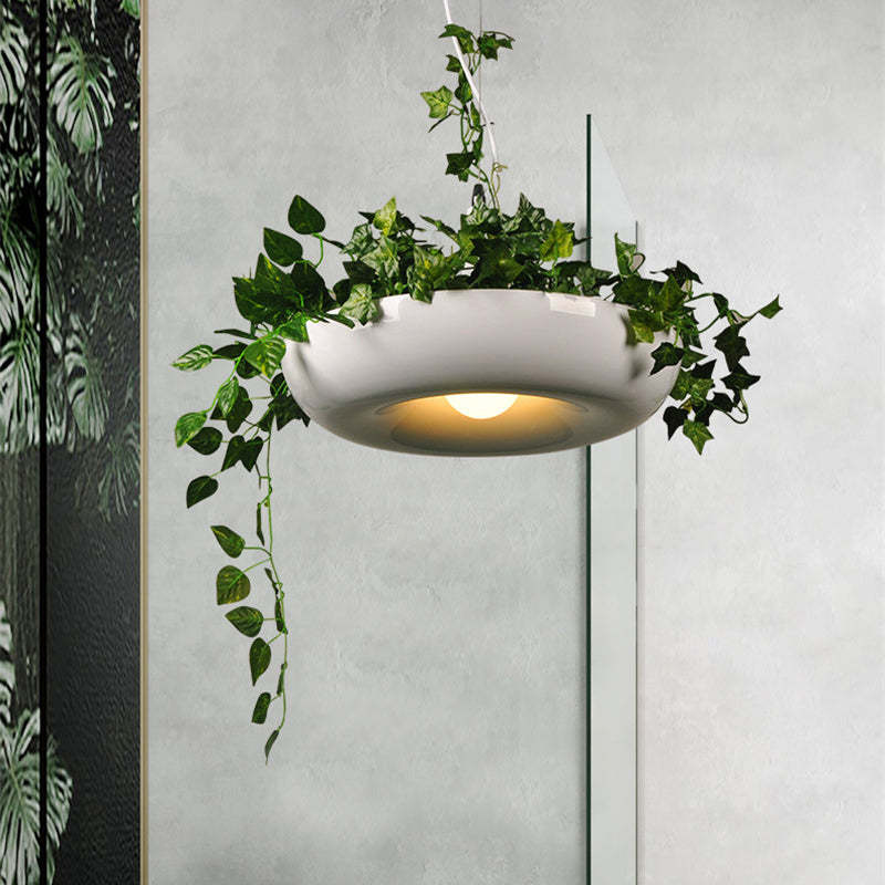 Round Lacquered Metal Pendant Light With Warm Glow