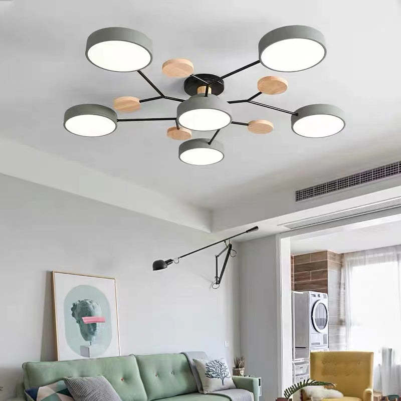 Round Wooden Ceiling Light For Living Room And Dining Area