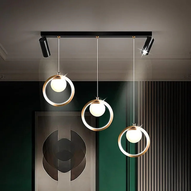 Modern Metal Ring Pendant Light With Spotlight