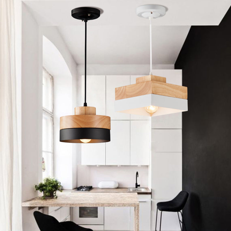 Minimalist Wooden Geometric Pendant Light For Living Rooms