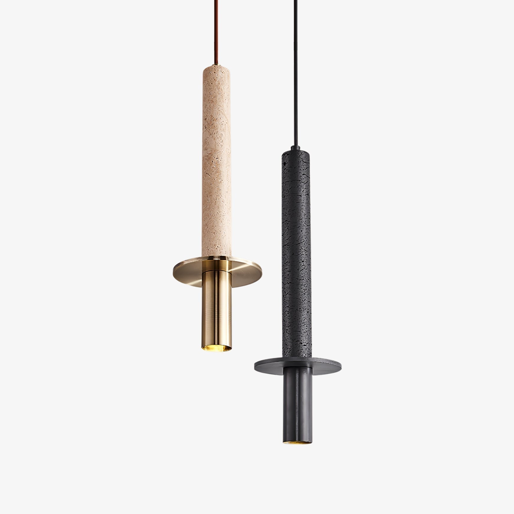 Travertine Dual Cylinder Pendant Light for Warm Ambience