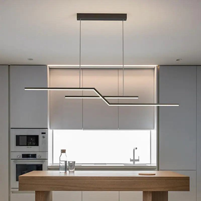 Black Gold Linear Pendant Light For Living Room Ambience