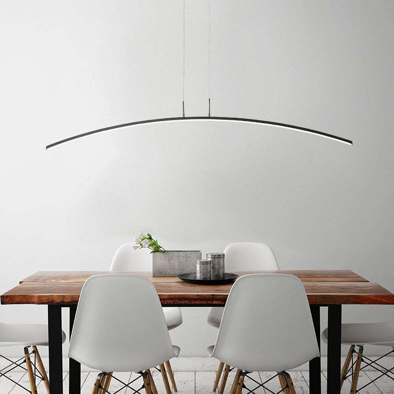 Suspension Linéaire Incurvée Pour Salle À Manger Éclairage Durable