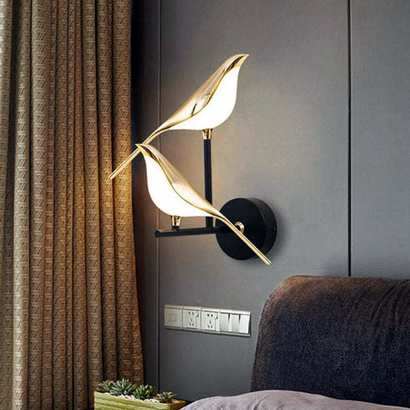 Minimalist Bird Motif Metal Wall Light For Bedroom