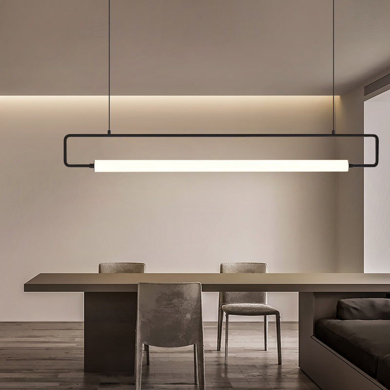 Modern Rectangular Pendant Light Ambient Glow Gold and Black