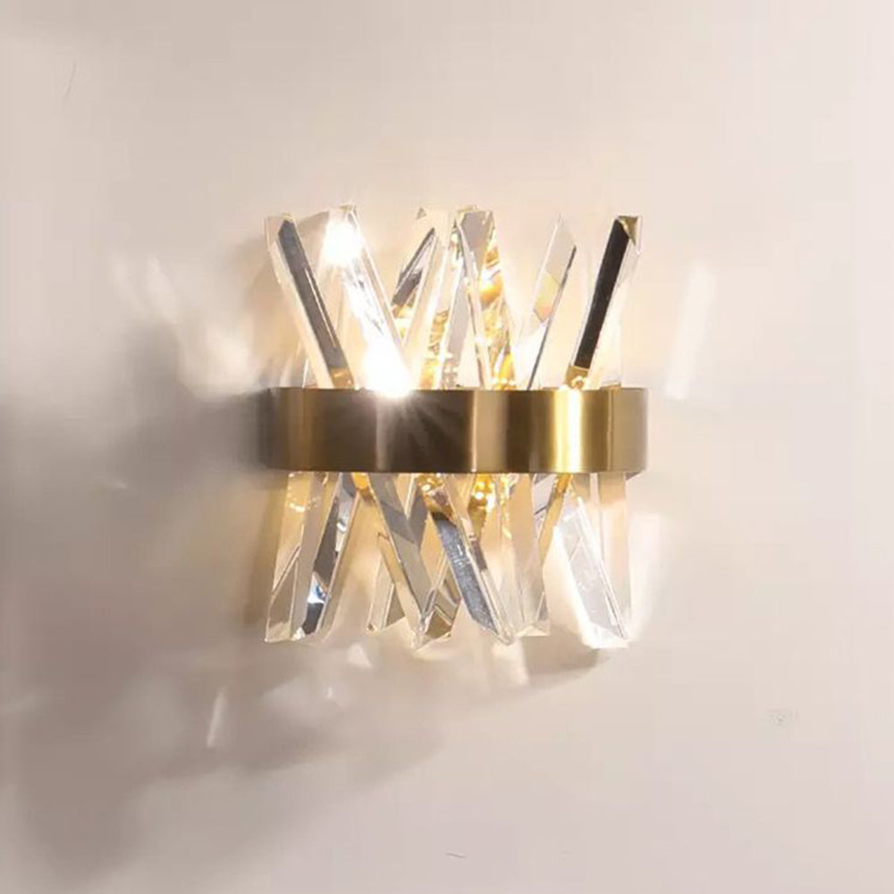 Aurora Geometric Crystal Wall Light in Gold Finish