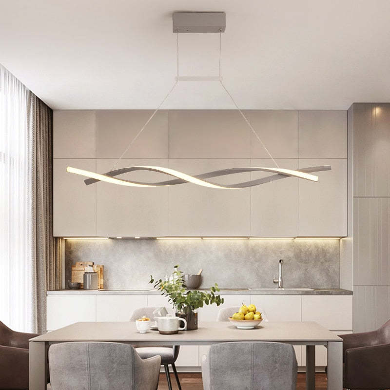 Durable Metal Linear Double Wave Pendant Light