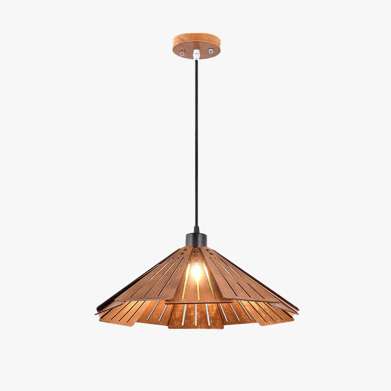 Retro Pendant Light in Metal and Wood Modern Fixture