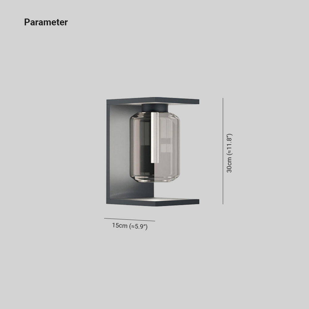 Rectangular Metal Glass Outdoor Wall Lantern Solar Warm White LED IP65