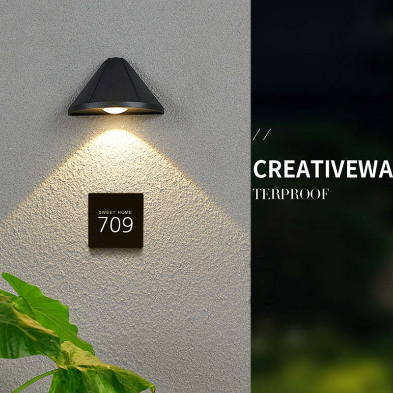 Cone Shaped Black Metal Outdoor Wall Light Hardwired IP65