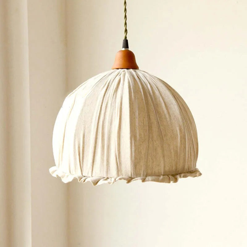 Vintage Beige Fabric Pendant Light For Warm Ambience