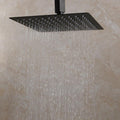 Shower Faucet - Matte Black Rainfall Tub LED Bathtub Rain Square Stainless Steel Shower Head Shower With Mixer Valve