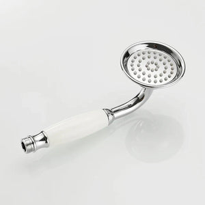 Vintage Round Brass and Porcelain Single Handheld Shower Head Spray-Rain Shower Heads-Index Bath-3-Index Bath