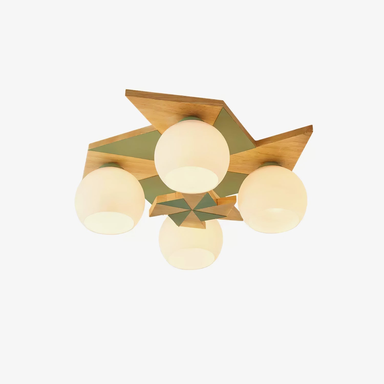 Wooden Ceiling Light Dimmable With Glass And Metal